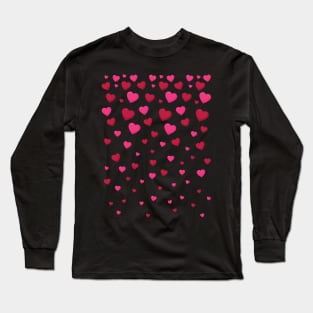 Cascading Hearts Pattern Long Sleeve T-Shirt